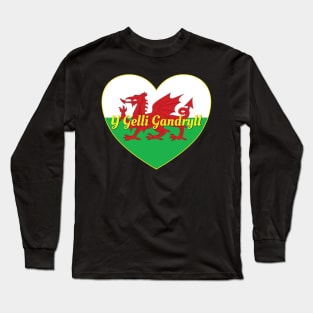 Y Gelli Gandryll Cymru UK Baner Cymru Calon Long Sleeve T-Shirt